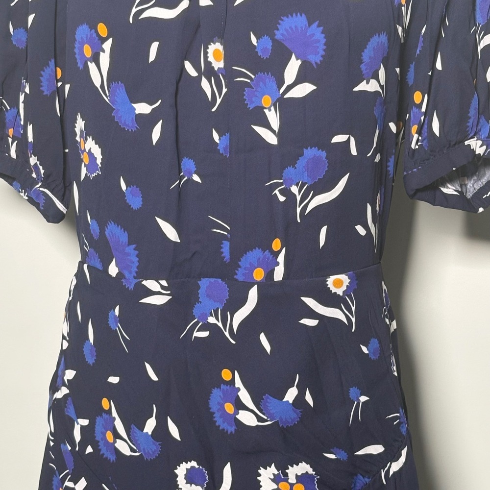 Self Portrait Womens Botanical-Print Jersey Crepe Navy Minidress US 8 - Picture 4 of 15